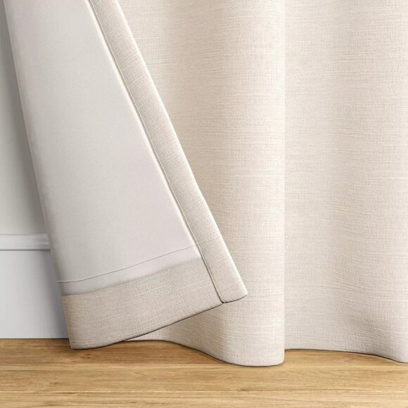 Threshold Textural Overlay Blackout Cream Single Curtain Panel 50" x 63" - Picture 3 of 7